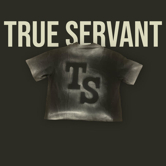 Spray Wash Boxy Cropped Oversized Heavyweight Short Sleeve Tee - “TRUE”