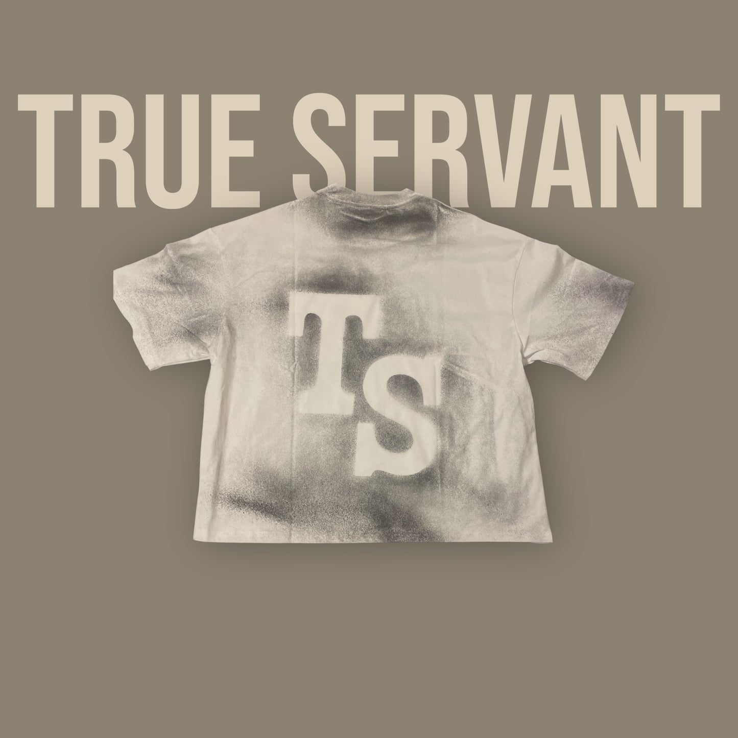 Spray Wash Boxy Cropped Oversized Heavyweight Short Sleeve Tee - “TRUE” Angel White
