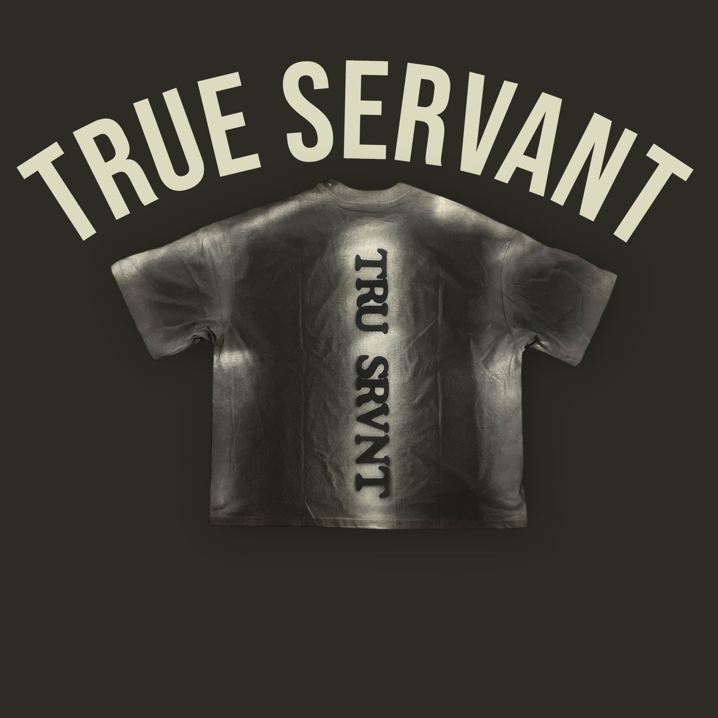 Spray Wash Boxy Cropped Oversized Heavyweight Short Sleeve Tee - “TRU SRVNT”