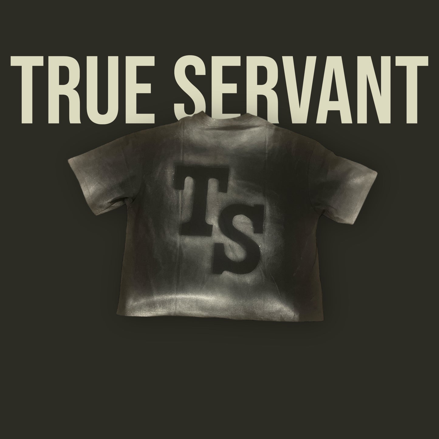 Spray Wash Boxy Cropped Oversized Heavyweight Short Sleeve Tee - “TRUE”