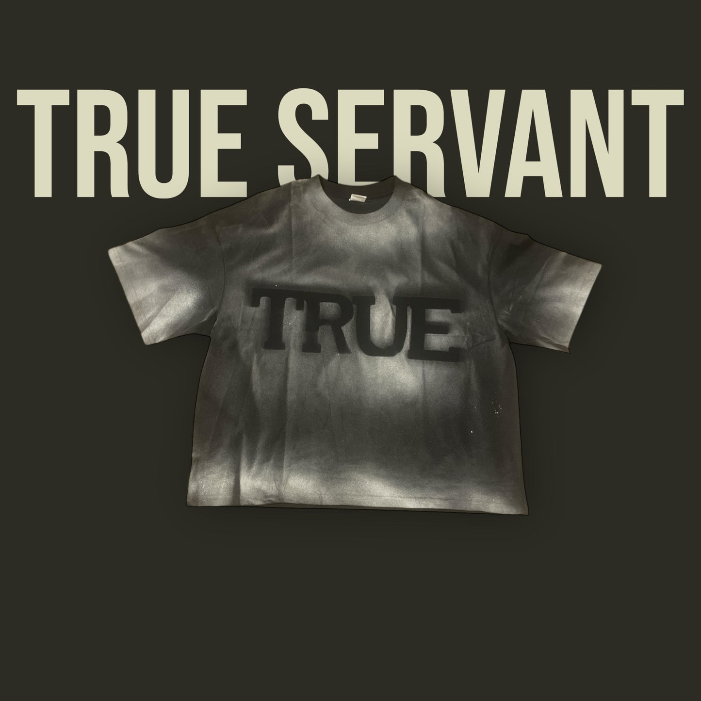 Spray Wash Boxy Cropped Oversized Heavyweight Short Sleeve Tee - “TRUE”