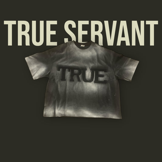 Spray Wash Boxy Cropped Oversized Heavyweight Short Sleeve Tee - “TRUE”