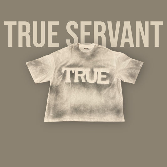 Spray Wash Boxy Cropped Oversized Heavyweight Short Sleeve Tee - “TRUE” Angel White
