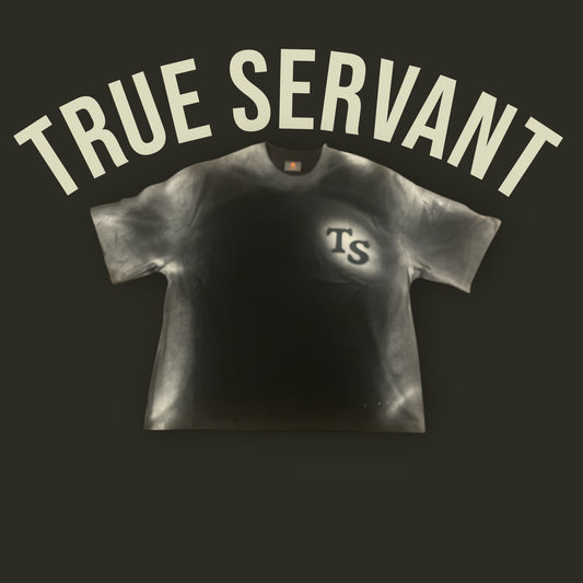 Spray Wash Boxy Cropped Oversized Heavyweight Short Sleeve Tee - “TRU SRVNT”